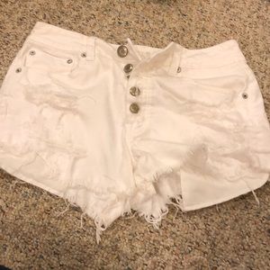 American Eagle High Waisted White Denim Shorts